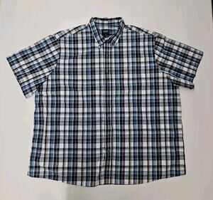 HB Harbor Bay Shirt Men's 3XL Collared Plaid Short Sleeve Button Up